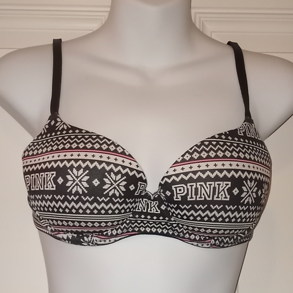 VS PINK Striped Snowflake Bra - Picture 3 of 12